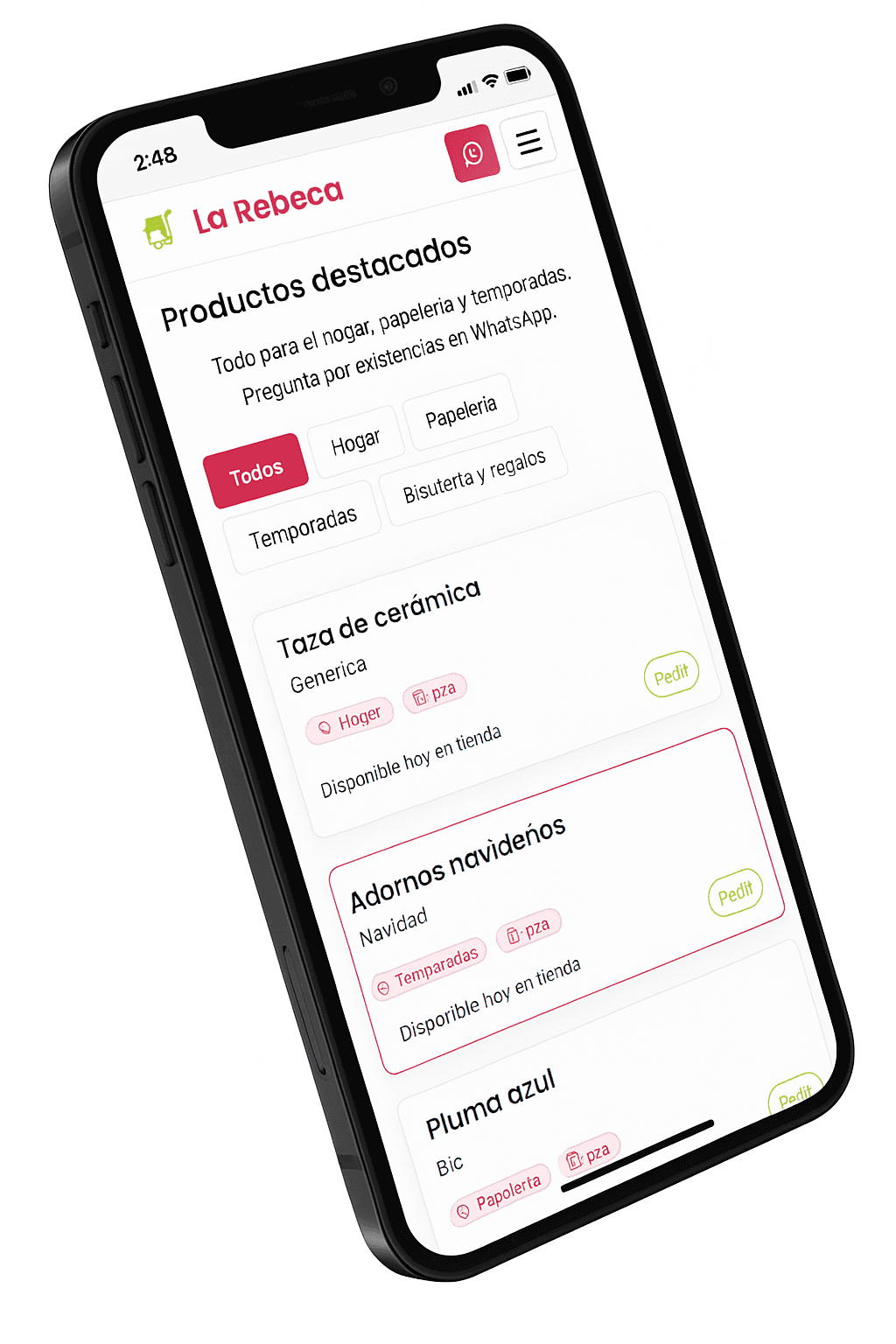 Foto de la tienda La Rebeca con productos de hogar y papelería